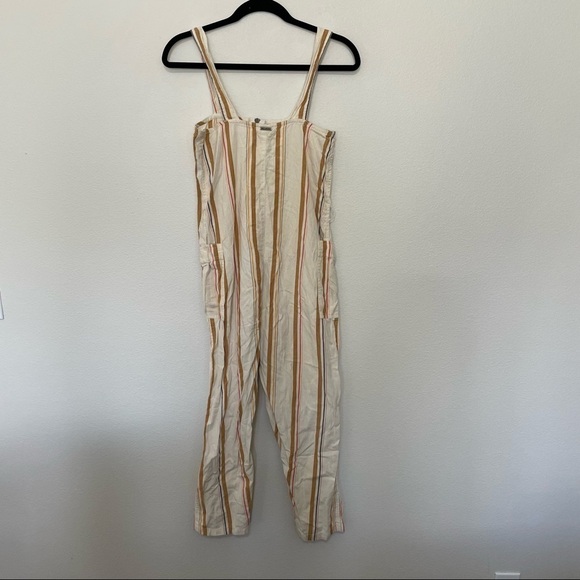 Billabong cream striped lightweight summer romper missing belt tie sz.S - Picture 3 of 3